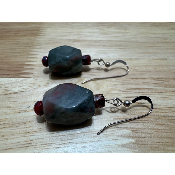 Bloodstone 20" Necklace and Earrings Jewelry Set Gemstone - Picture 10 of 16